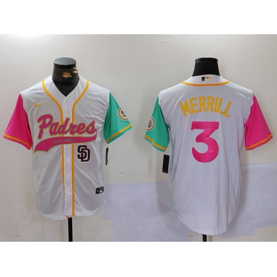Men San Diego Padres 3 Jackson Merrill white Cool Base Stitched Baseball Jersey 015 Men San Diego Padres 3 Jackson Merrill white Cool Base Stitched Baseball Jersey 015