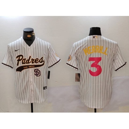 Men San Diego Padres 3 Jackson Merrill white Cool Base Stitched Baseball Jersey 016 Men San Diego Padres 3 Jackson Merrill white Cool Base Stitched Baseball Jersey 016