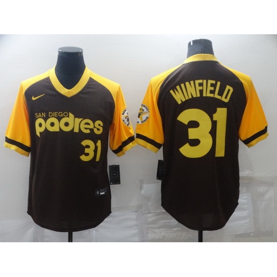 Men San Diego Padres 31 Dave Winfield Brown Stitched jersey Men San Diego Padres 31 Dave Winfield Brown Stitched jersey