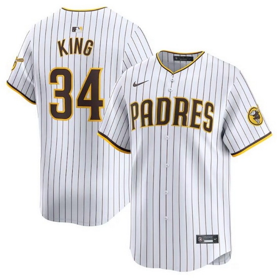 Men San Diego Padres 34 Michael King White 2024 Home Limited Stitched Baseball Jersey Men San Diego Padres 34 Michael King White 2024 Home Limited Stitched Baseball Jersey