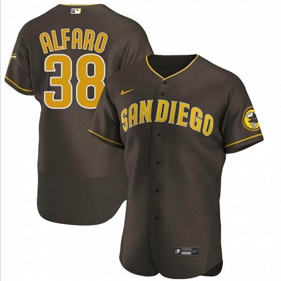 Men San Diego Padres 38 Jorge Alfaro Brown Flex Base Stitched Baseball Jersey Men San Diego Padres 38 Jorge Alfaro Brown Flex Base Stitched Baseball Jersey