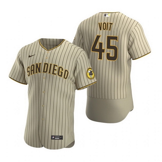 Men San Diego Padres 45 Luke Voit Tan Flex Base Stitched Baseball jersey Men San Diego Padres 45 Luke Voit Tan Flex Base Stitched Baseball jersey