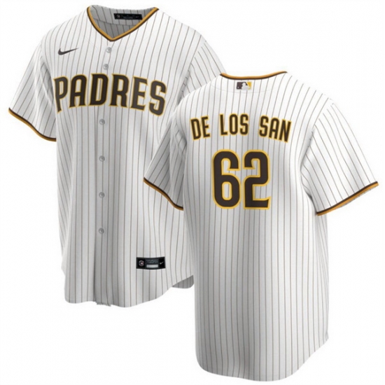 Men San Diego Padres 62 Enyel De Los Santos White Cool Base Stitched Baseball Jersey Men San Diego Padres 62 Enyel De Los Santos White Cool Base Stitched Baseball Jersey