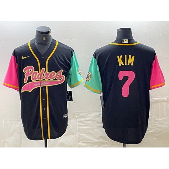 Men San Diego Padres 7 Ha Seong Kim Black City Connect Cool Base Stitched Baseball Jersey Men San Diego Padres 7 Ha Seong Kim Black City Connect Cool Base Stitched Baseball Jersey