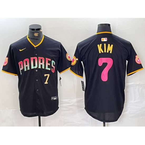 Men San Diego Padres 7 Ha Seong Kim Black Cool Base Stitched Baseball Jersey 1 Men San Diego Padres 7 Ha Seong Kim Black Cool Base Stitched Baseball Jersey 1