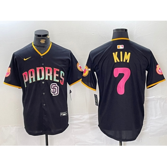 Men San Diego Padres 7 Ha Seong Kim Black Cool Base Stitched Baseball Jersey 2 Men San Diego Padres 7 Ha Seong Kim Black Cool Base Stitched Baseball Jersey 2