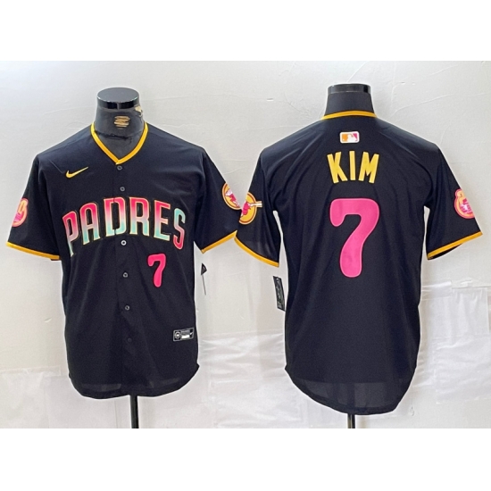 Men San Diego Padres 7 Ha Seong Kim Black Cool Base Stitched Baseball Jersey 3 Men San Diego Padres 7 Ha Seong Kim Black Cool Base Stitched Baseball Jersey 3