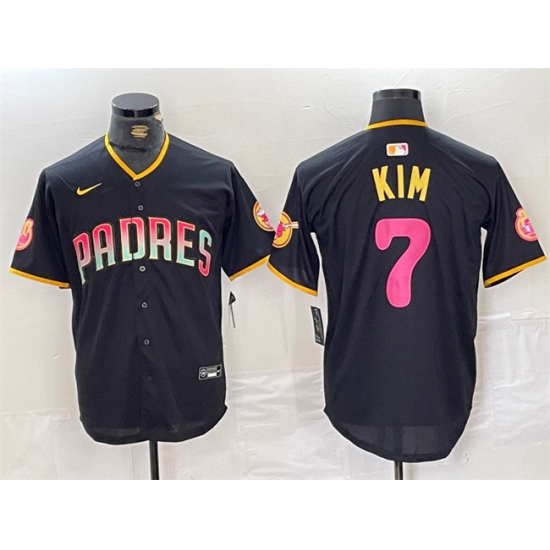 Men San Diego Padres 7 Ha Seong Kim Black Cool Base Stitched Baseball Jersey Men San Diego Padres 7 Ha Seong Kim Black Cool Base Stitched Baseball Jersey