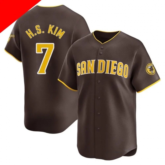 Men San Diego Padres 7 Ha Seong Kim Brown Cool Base Stitched Jersey Men San Diego Padres 7 Ha Seong Kim Brown Cool Base Stitched Jersey