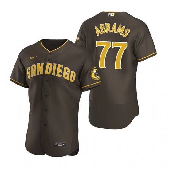 Men San Diego Padres 77 C J Abrams Brown Flex Base Stitched Baseball jersey Men San Diego Padres 77 C J Abrams Brown Flex Base Stitched Baseball jersey
