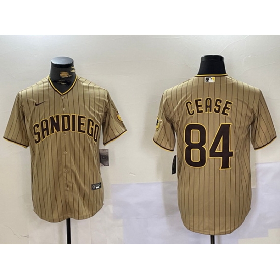 Men San Diego Padres 84 Dylan Cease Tan Cool Base Stitched Baseball Jersey Men San Diego Padres 84 Dylan Cease Tan Cool Base Stitched Baseball Jersey