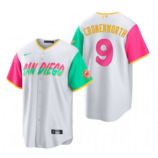 Men San Diego Padres 9 Jake Cronenworth 2022 White City Connect Cool Base Stitched Jersey Men San Diego Padres 9 Jake Cronenworth 2022 White City Connect Cool Base Stitched Jersey