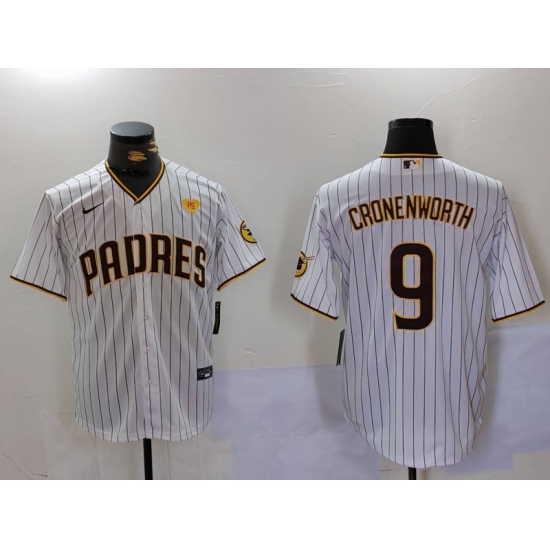 Men San Diego Padres 9 Jake Cronenworth White With PS Patch Cool Base Stitched Baseball Jersey 7 Men San Diego Padres 9 Jake Cronenworth White With PS Patch Cool Base Stitched Baseball Jersey 7