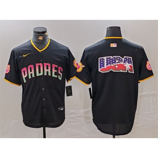 Men San Diego Padres Black Team Big Logo Cool Base Stitched Baseball Jersey 1 Men San Diego Padres Black Team Big Logo Cool Base Stitched Baseball Jersey 1
