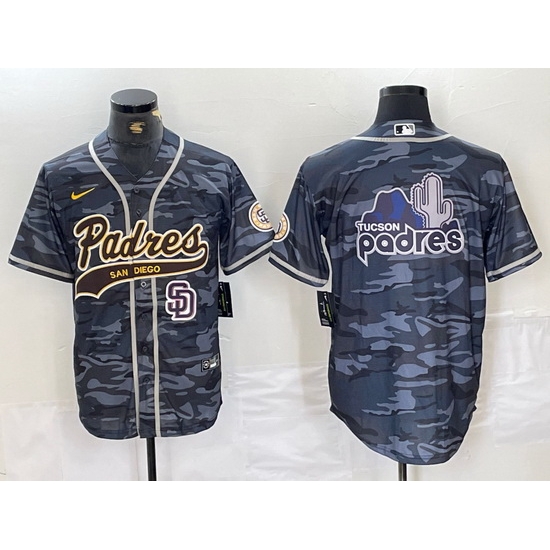 Men San Diego Padres Blank Gray Camo Cool Base Stitched Baseball Jersey 4