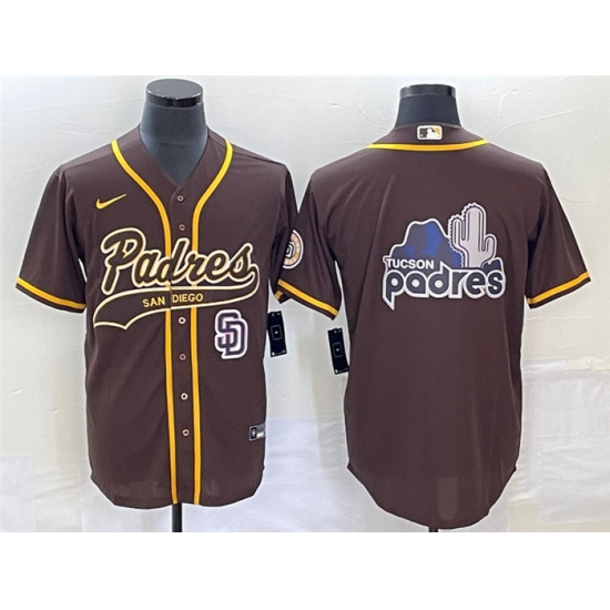 Men San Diego Padres Brown Big Logo In Back Cool Base Stitched Baseball Jersey Men San Diego Padres Brown Big Logo In Back Cool Base Stitched Baseball Jersey