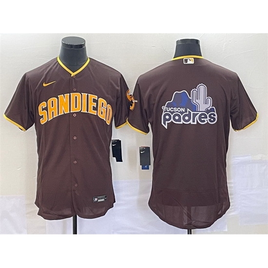 Men San Diego Padres Brown Team Big Logo Flex Base Stitched Baseball Jersey Men San Diego Padres Brown Team Big Logo Flex Base Stitched Baseball Jersey