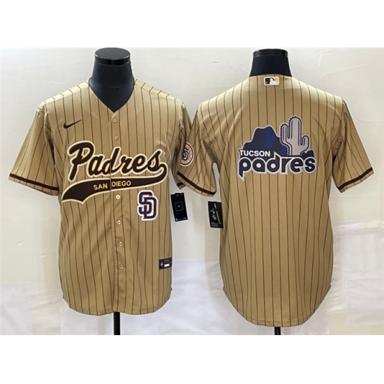 Men San Diego Padres Tan Big Logo In Back Cool Base Stitched Baseball Jersey Men San Diego Padres Tan Big Logo In Back Cool Base Stitched Baseball Jersey