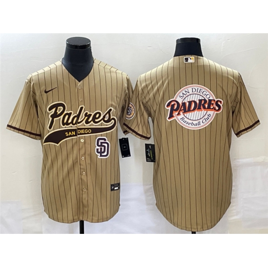 Men San Diego Padres TanTeam Big Logo In Back Cool Base With Patch Stitched Baseball Jersey Men San Diego Padres TanTeam Big Logo In Back Cool Base With Patch Stitched Baseball Jersey