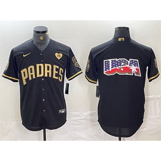 Men San Diego Padres Team Big Logo Black Gold With Patch Cool Base Stitched Baseball Jerseys Men San Diego Padres Team Big Logo Black Gold With Patch Cool Base Stitched Baseball Jerseys