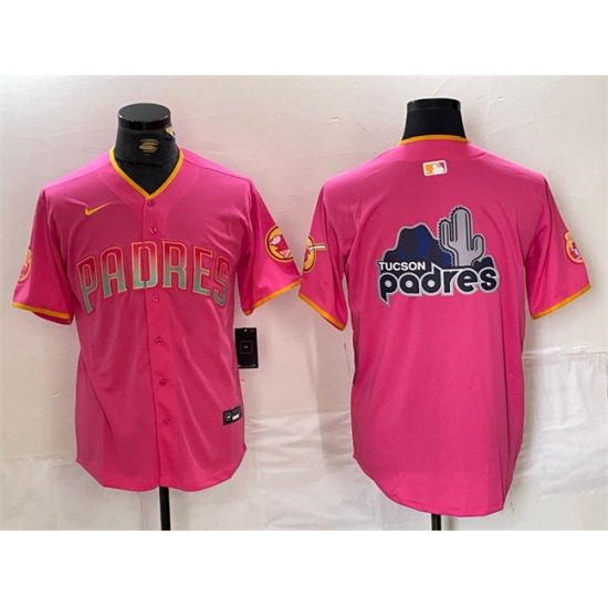 Men San Diego Padres Team Big Logo Pink Cool Base Stitched Baseball Jersey 1 Men San Diego Padres Team Big Logo Pink Cool Base Stitched Baseball Jersey 1