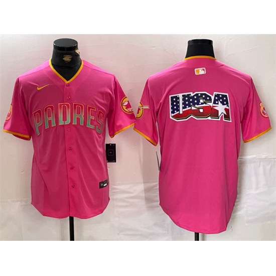 Men San Diego Padres Team Big Logo Pink Cool Base Stitched Baseball Jersey 2 Men San Diego Padres Team Big Logo Pink Cool Base Stitched Baseball Jersey 2