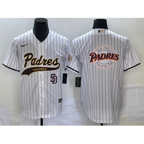 Men San Diego Padres White Team Big Logo In Back Cool Base With Patch Stitched Baseball Jersey Men San Diego Padres White Team Big Logo In Back Cool Base With Patch Stitched Baseball Jersey