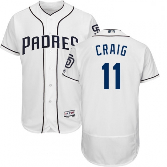 Mens Majestic San Diego Padres 11 Allen Craig White Home Flex Base Authentic Collection MLB Jersey Mens Majestic San Diego Padres 11 Allen Craig White Home Flex Base Authentic Collection MLB Jersey