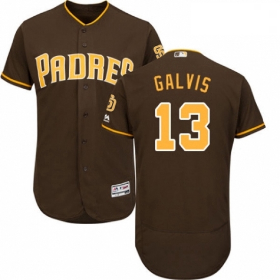 Mens Majestic San Diego Padres 13 Freddy Galvis Brown Alternate Flex Base Authentic Collection MLB Jersey Mens Majestic San Diego Padres 13 Freddy Galvis Brown Alternate Flex Base Authentic Collection MLB Jersey
