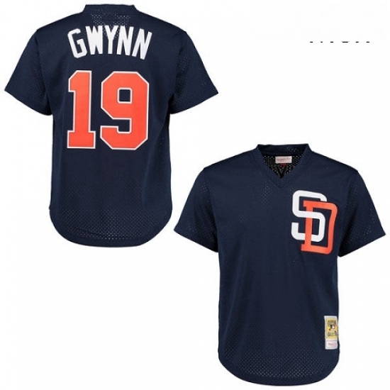 Mens Mitchell and Ness 1996 San Diego Padres 19 Tony Gwynn Authentic Navy Blue Throwback MLB Jersey Mens Mitchell and Ness 1996 San Diego Padres 19 Tony Gwynn Authentic Navy Blue Throwback MLB Jersey