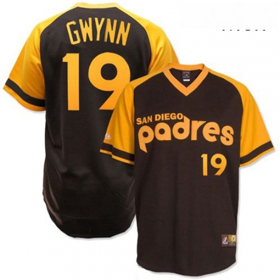 Mens Mitchell and Ness San Diego Padres 19 Tony Gwynn Authentic Brown Throwback MLB Jersey Mens Mitchell and Ness San Diego Padres 19 Tony Gwynn Authentic Brown Throwback MLB Jersey