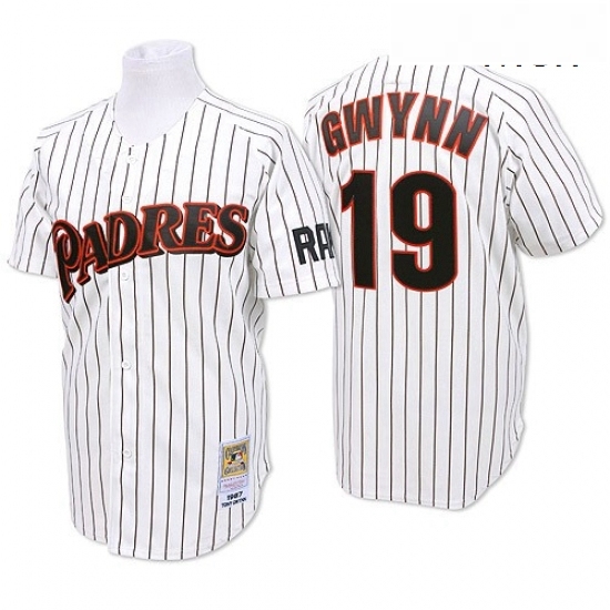 Mens Mitchell and Ness San Diego Padres 19 Tony Gwynn Authentic WhiteBlue Strip Throwback MLB Jersey Mens Mitchell and Ness San Diego Padres 19 Tony Gwynn Authentic WhiteBlue Strip Throwback MLB Jersey