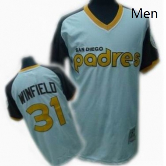 Mens Mitchell and Ness San Diego Padres 31 Dave Winfield Authentic White Throwback MLB Jersey Mens Mitchell and Ness San Diego Padres 31 Dave Winfield Authentic White Throwback MLB Jersey