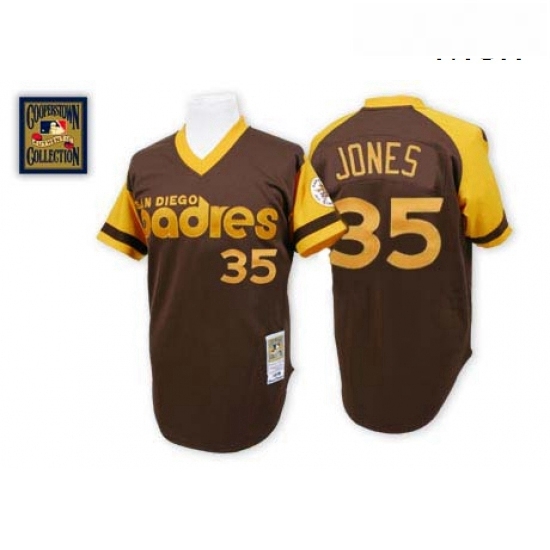Mens Mitchell and Ness San Diego Padres 35 Randy Jones Authentic Brown Throwback MLB Jersey Mens Mitchell and Ness San Diego Padres 35 Randy Jones Authentic Brown Throwback MLB Jersey