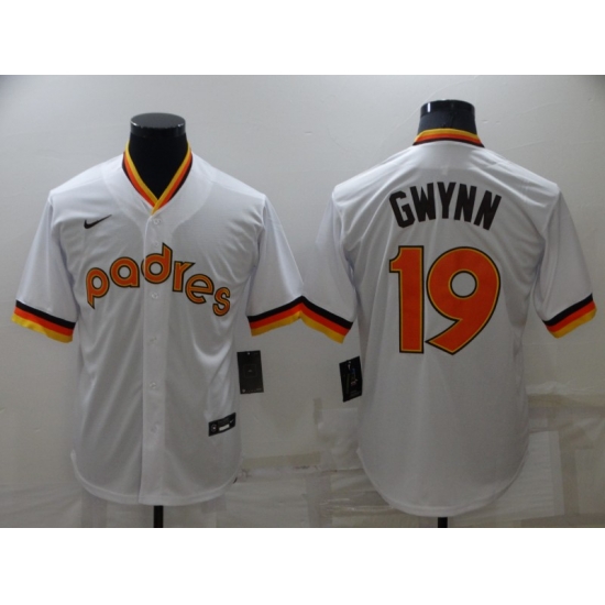 Men's San Diego Padres #19 Tony Gwynn White Cooperstown Collection Stitched Throwback Jersey Men's San Diego Padres #19 Tony Gwynn White Cooperstown Collection Stitched Throwback Jersey
