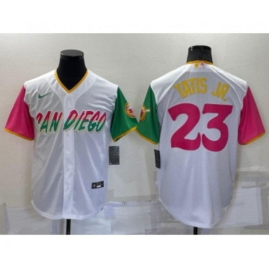 Men's San Diego Padres #23 Fernando Tatis Jr White 2022 City Connect Cool Base Stitched Jersey Men's San Diego Padres #23 Fernando Tatis Jr White 2022 City Connect Cool Base Stitched Jersey