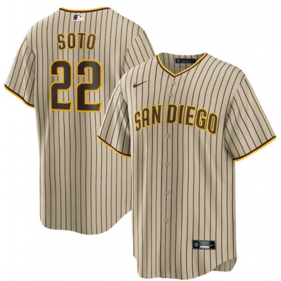 Men's San Diego Padres Juan Soto #22 Nike Tan Brown Alternate Cool Base Player Jersey Men's San Diego Padres Juan Soto #22 Nike Tan Brown Alternate Cool Base Player Jersey