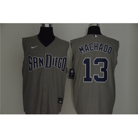 Padres 13 Manny Machado Gray Nike Cool Base Sleeveless Jersey Padres 13 Manny Machado Gray Nike Cool Base Sleeveless Jersey