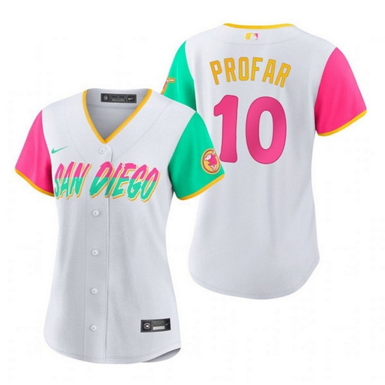 Women San Diego Padres 10 Jurickson Profar 2022 White City Connect Cool Base Stitched Baseball Jersey Women San Diego Padres 10 Jurickson Profar 2022 White City Connect Cool Base Stitched Baseball Jersey