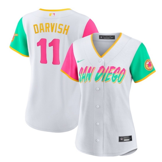 Women San Diego Padres 11 Yu Darvish 2022 White City Connect Cool Base Stitched Baseball Jersey Women San Diego Padres 11 Yu Darvish 2022 White City Connect Cool Base Stitched Baseball Jersey