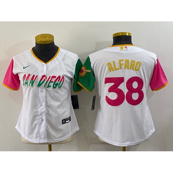 Women San Diego Padres 38 Jorge Alfaro 2022 White City Connect Cool Base Stitched Baseball Jersey Women San Diego Padres 38 Jorge Alfaro 2022 White City Connect Cool Base Stitched Baseball Jersey