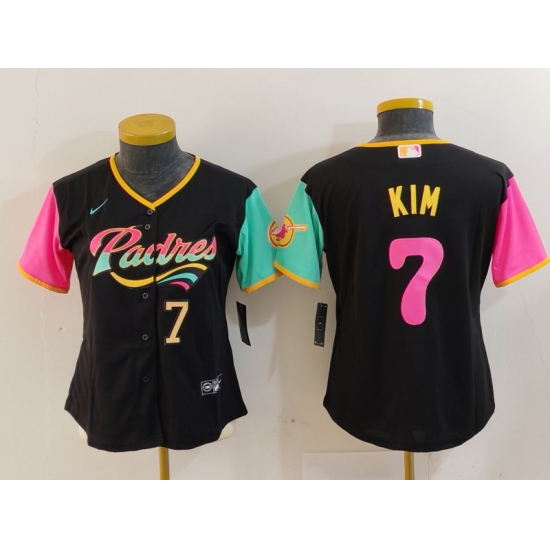 Women San Diego Padres 7 Ha Seong Kim Black City Connect Stitched Baseball Jersey 1 Women San Diego Padres 7 Ha Seong Kim Black City Connect Stitched Baseball Jersey 1