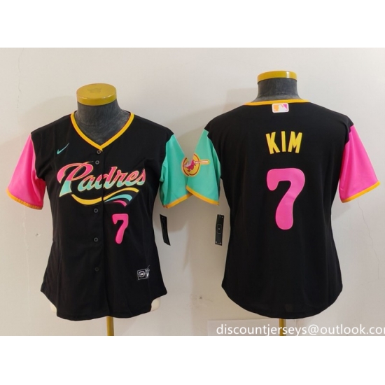 Women San Diego Padres 7 Ha Seong Kim Black City Connect Stitched Baseball Jersey 2 Women San Diego Padres 7 Ha Seong Kim Black City Connect Stitched Baseball Jersey 2