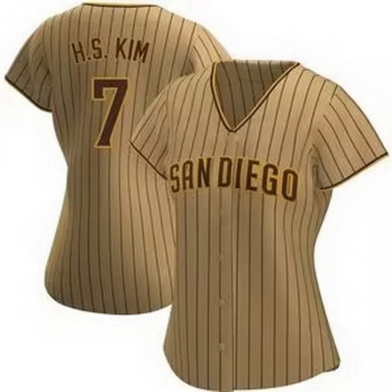 Women San Diego Padres 7 Ha Seong Kim White Stitched Brown1 Jersey Women San Diego Padres 7 Ha Seong Kim White Stitched Brown1 Jersey