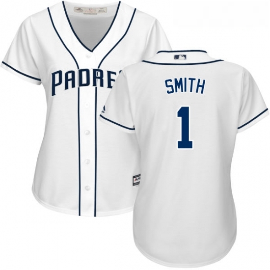 Womens Majestic San Diego Padres 1 Ozzie Smith Replica White Home Cool Base MLB Jersey Womens Majestic San Diego Padres 1 Ozzie Smith Replica White Home Cool Base MLB Jersey