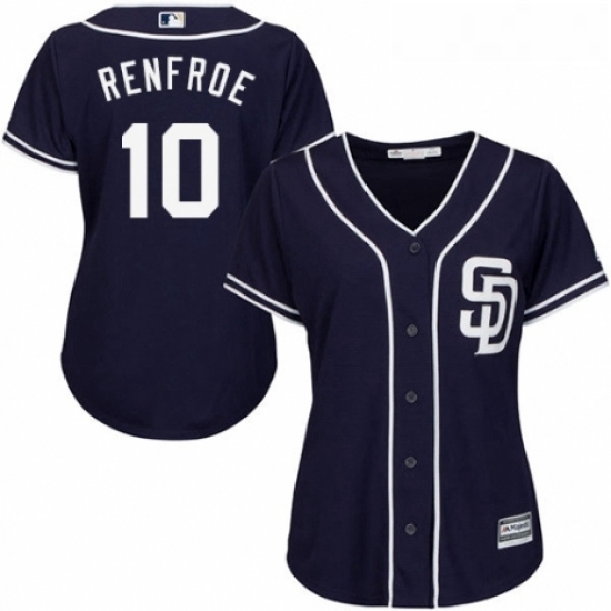 Womens Majestic San Diego Padres 10 Hunter Renfroe Replica Navy Blue Alternate 1 Cool Base MLB Jersey Womens Majestic San Diego Padres 10 Hunter Renfroe Replica Navy Blue Alternate 1 Cool Base MLB Jersey