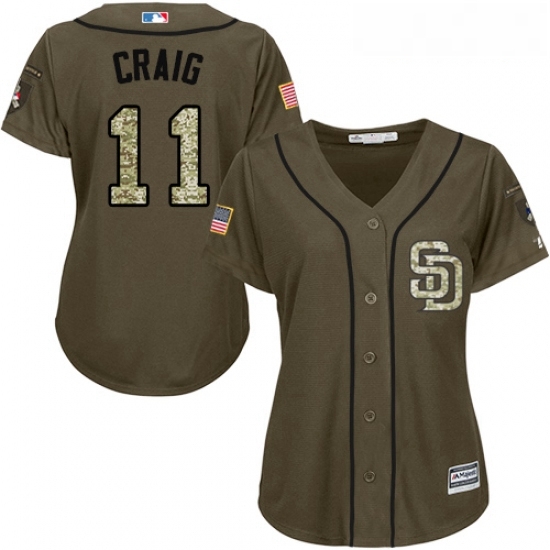 Womens Majestic San Diego Padres 11 Allen Craig Authentic Green Salute to Service Cool Base MLB Jersey Womens Majestic San Diego Padres 11 Allen Craig Authentic Green Salute to Service Cool Base MLB Jersey