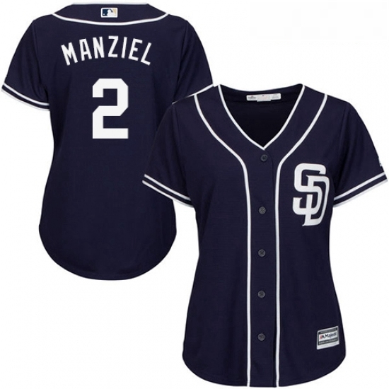 Womens Majestic San Diego Padres 2 Johnny Manziel Authentic Navy Blue Alternate 1 Cool Base MLB Jersey Womens Majestic San Diego Padres 2 Johnny Manziel Authentic Navy Blue Alternate 1 Cool Base MLB Jersey