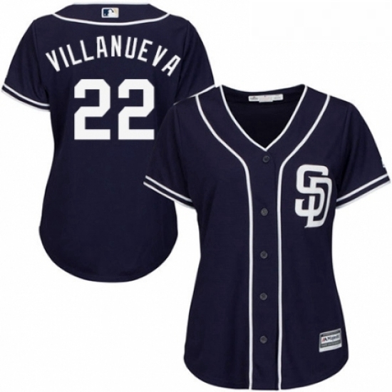 Womens Majestic San Diego Padres 22 Christian Villanueva Replica Navy Blue Alternate 1 Cool Base MLB Jersey Womens Majestic San Diego Padres 22 Christian Villanueva Replica Navy Blue Alternate 1 Cool Base MLB Jersey