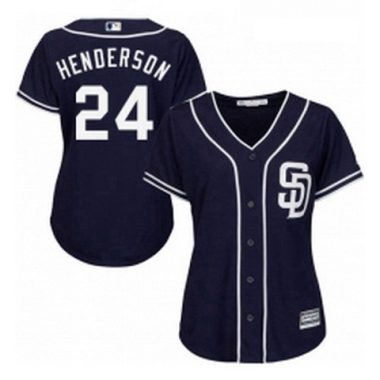 Womens Majestic San Diego Padres 24 Rickey Henderson Authentic Navy Blue Alternate 1 Cool Base MLB Jersey Womens Majestic San Diego Padres 24 Rickey Henderson Authentic Navy Blue Alternate 1 Cool Base MLB Jersey